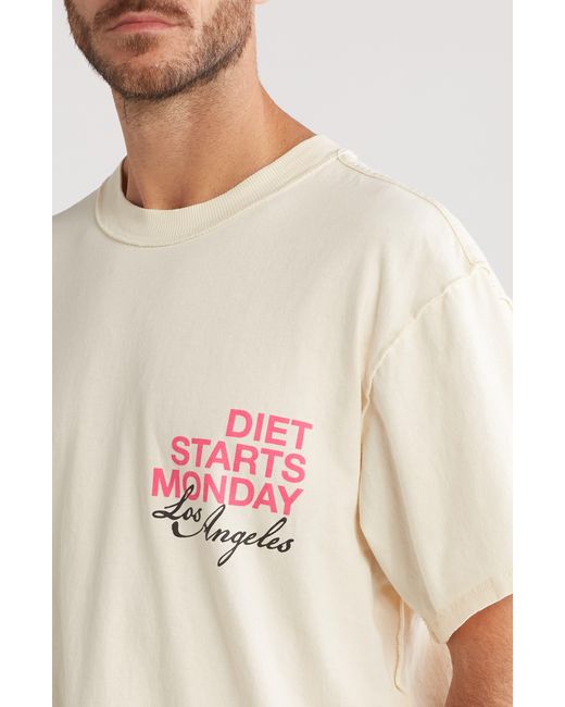 DIET STARTS MONDAY White La Cotton Graphic T-shirt for men