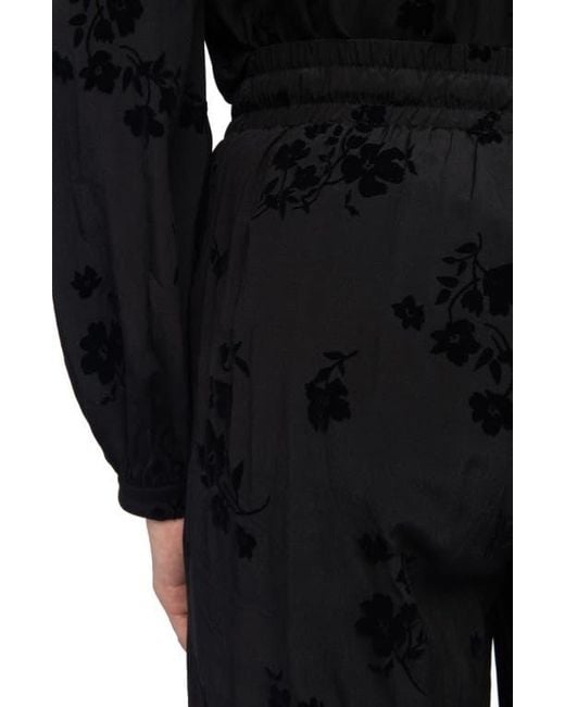 Zadig & Voltaire Black Poma Floral Satin Drawstring Waist Pants