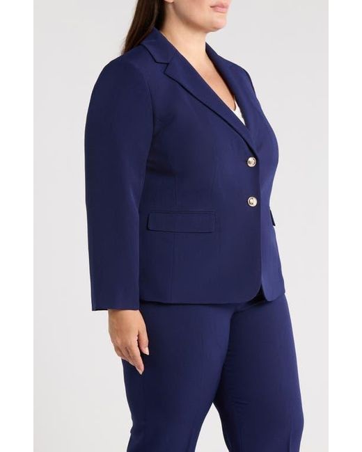 Kasper Blue Stretch Crepe Two-Button Blazer
