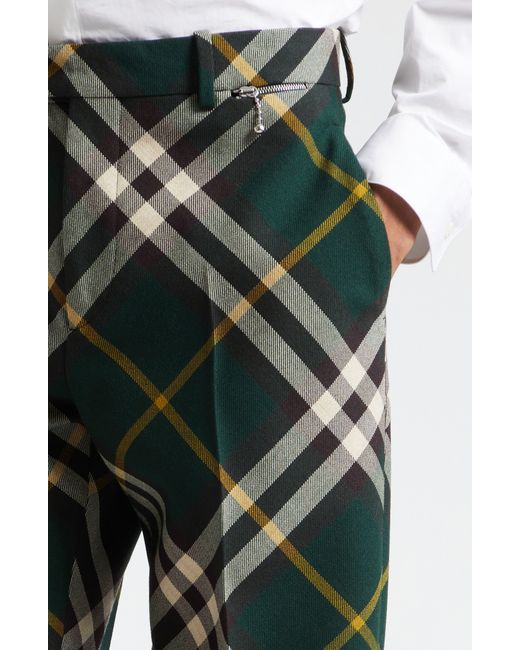 Burberry Green Check Wool Trousers for men