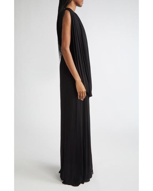 Giambattista Valli Black Draped One-Shoulder Gown