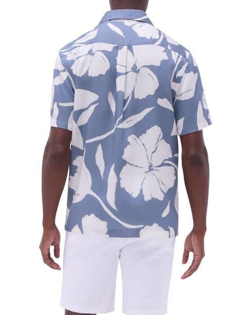 Bugatchi Blue Jackson Floral Lyocell Camp Shirt for men