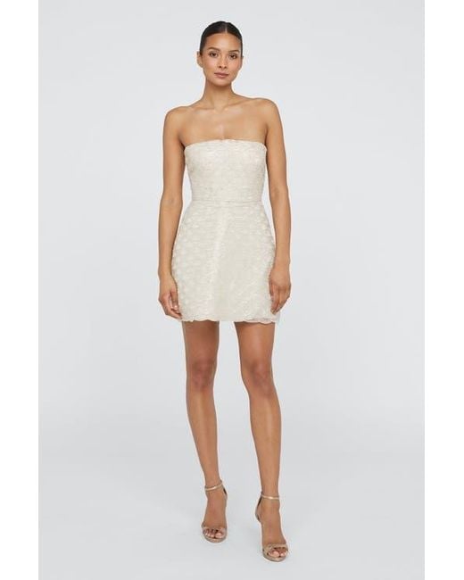THEIA Amanda Beaded Mini Dress in White | Lyst