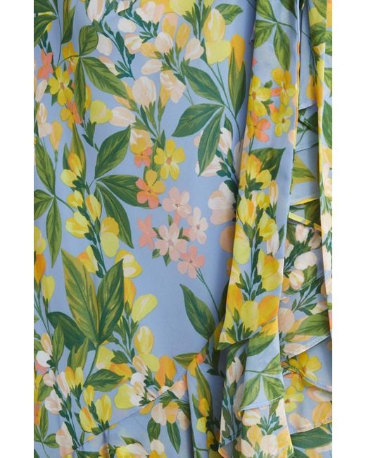 Eliza J Green Floral Wrap Bodice Dress