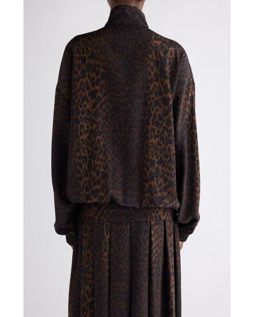Balenciaga Black Oversize Leopard Print Tracksuit Top