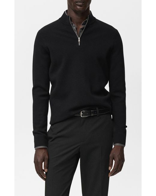 Mango Black Quarter Zip Sweater for men