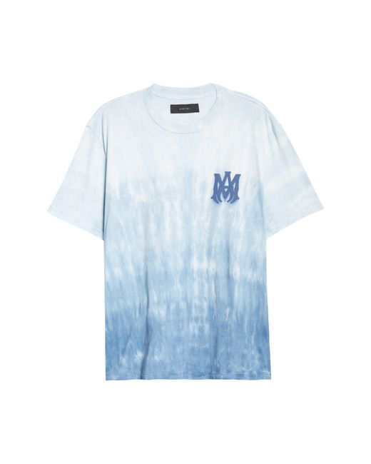 Amiri Blue Ma Logo Dip Dye Cotton Graphic T-shirt for men