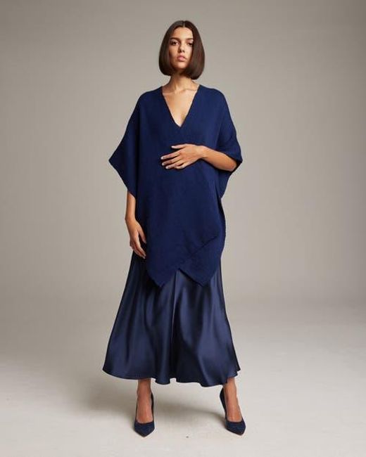 Voz Blue Solid Alpaca Duster