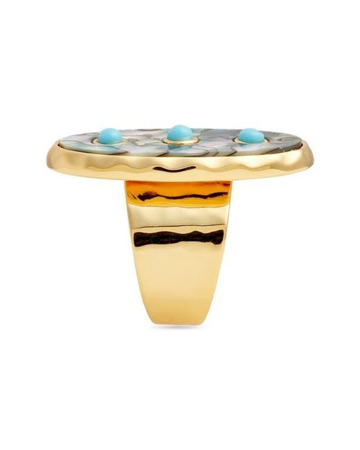 Nest Metallic Abalone Studded Adjustable Ring