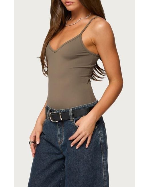 Edikted Blue Teaghan Fitted Bodysuit