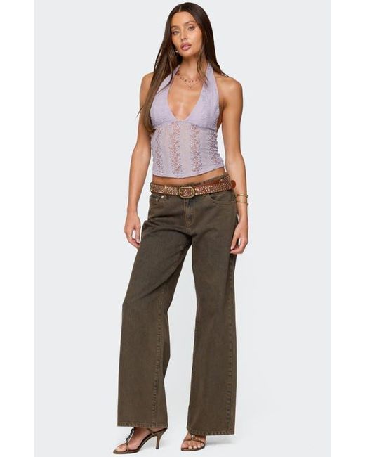 Edikted Purple Naya Textured Lace Halter Top