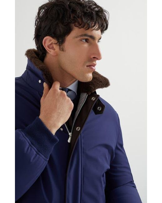Brunello Cucinelli Blue Nylon Down Jacket for men