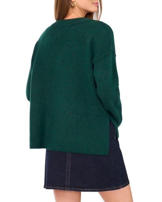 Vince Camuto Green High-Low V-Neck Sweater