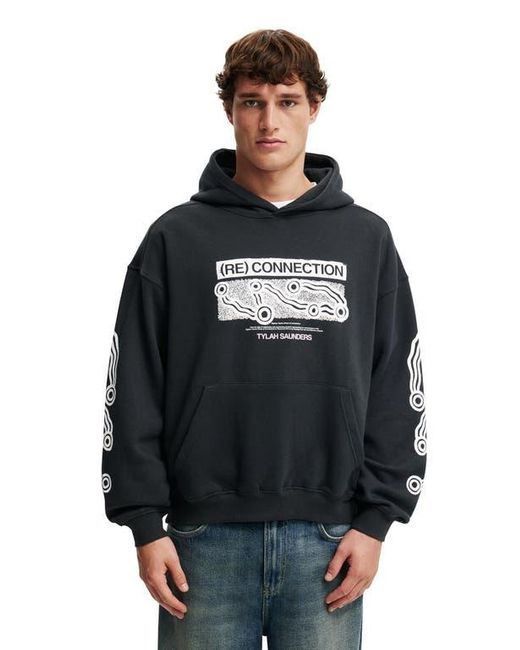Cotton On Black Tylah Saunders Box Fit Hoodie for men