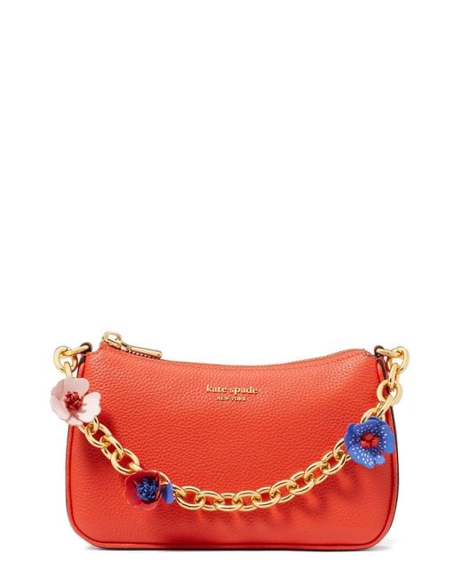 Kate Spade Red Small Jolie Floral Convertible Leather Crossbody Bag