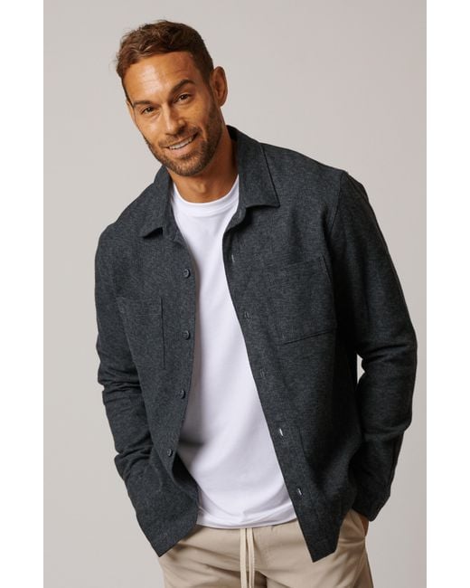 LEISURE LAB Gray Cotton Tweed Button Up for men