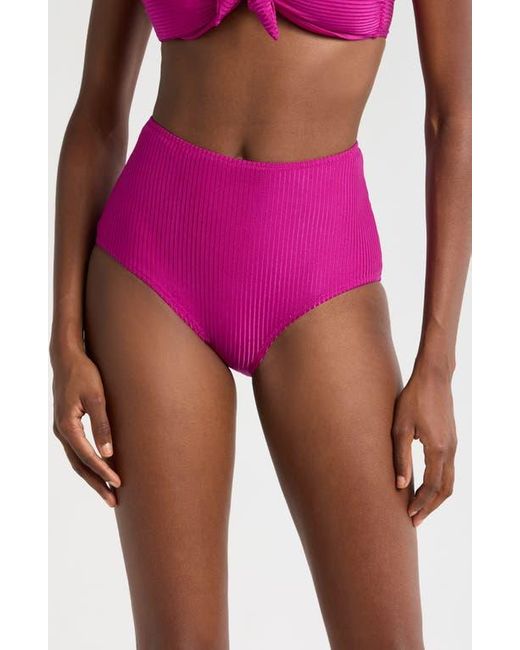 Lemlem Pink Elsi High Waist Rib Bikini Bottoms