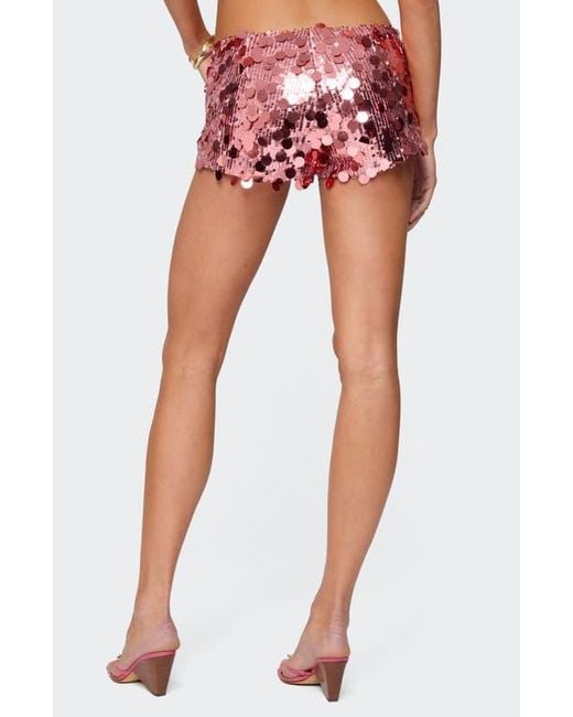 Edikted Red Sephira Sequin Microshorts
