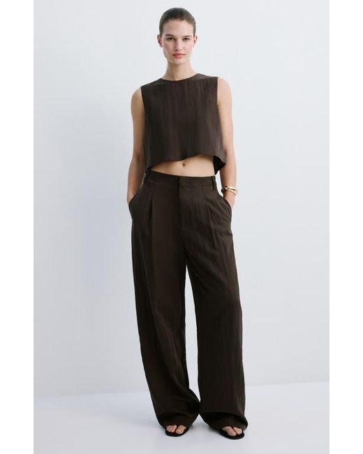 Mango Black Boxy Crop Back Button Top