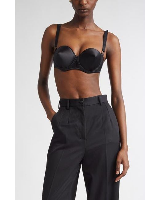 Dolce & Gabbana Black Underwire Stretch Silk Satin Balconette Bra
