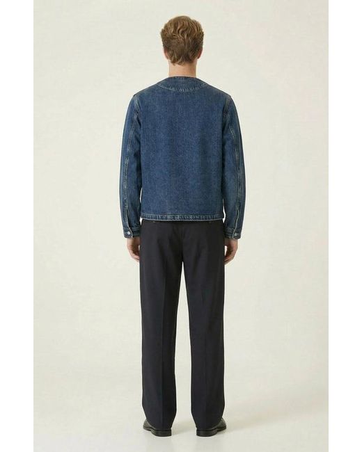 Modenaire Blue Denim Zip Front Patch Pocket Jacket