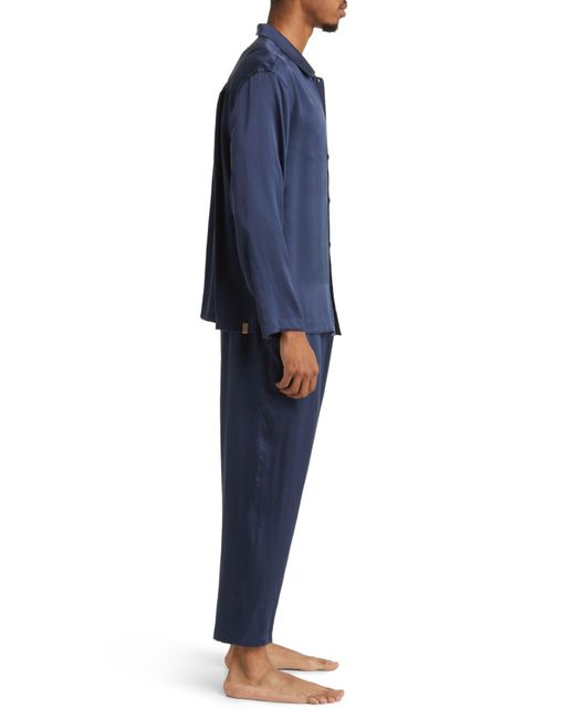 Lunya Blue Long Sleeve Washable Silk Pajamas for men