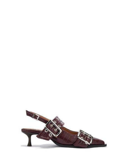 Ganni Red Pointed Toe Slingback Pump