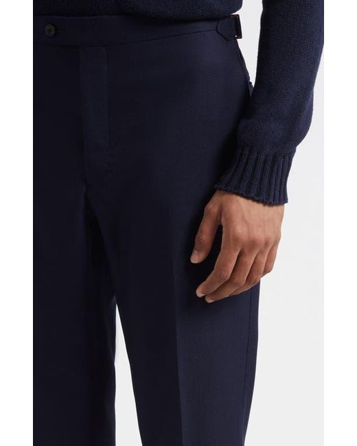 Thom Sweeney Blue Flat Front Wool Hopsack Pants for men