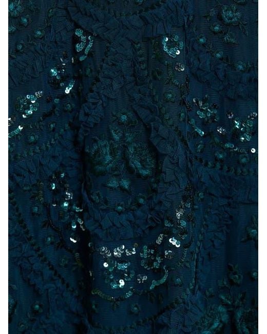 Needle & Thread Blue Carmen Ruffle Maxi Dress