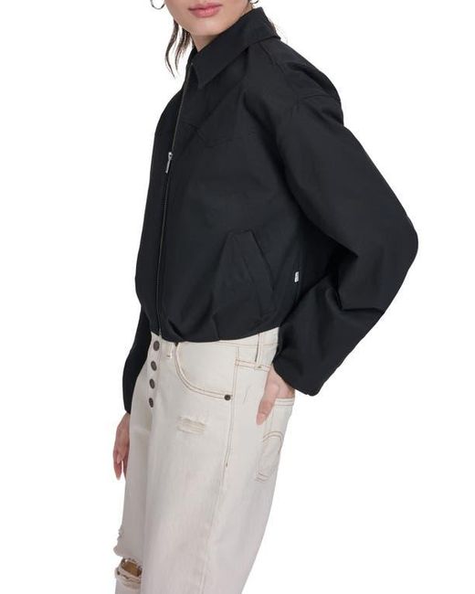 Levi's Black Crop Bubble Hem Bomber Jacket