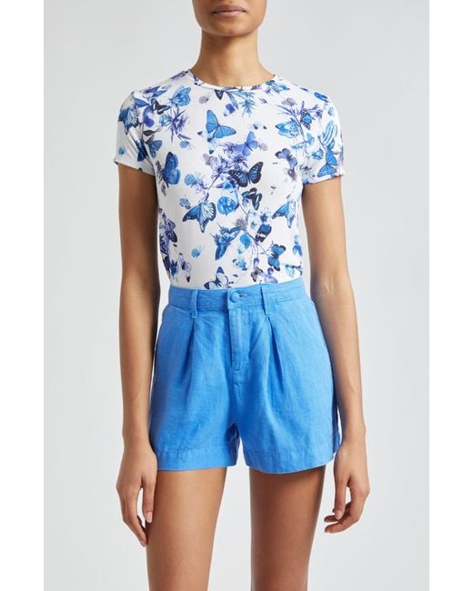 L'Agence Blue Ressi Butterfly Print T-shirt