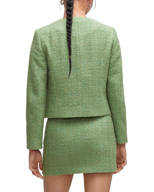 Mango Tweed Jacket in Green Lyst