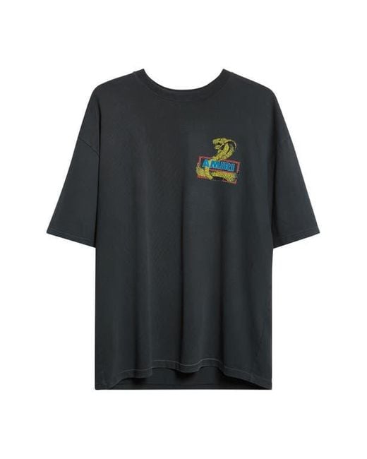 Amiri Black Crystal Cobra Oversize Graphic T-Shirt for men