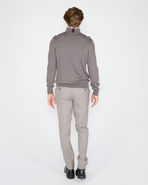 Lords of Harlech Gray Quest Fully Fashioned Quarter-Zip Merino Sweater for men