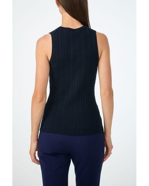 Trina Turk Blue Gibraltar Scoop Neck Knit Tank