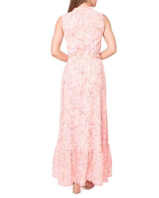 Gibsonlook Pink Lindsey Floral Ruffle Maxi Dress