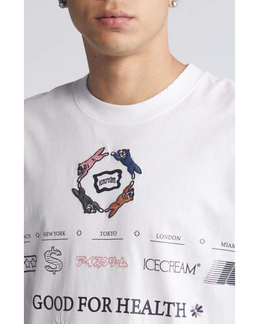 ICECREAM White St. Tropez Oversize Cotton Graphic T-shirt for men