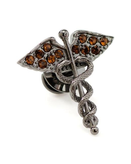 Cufflinks Inc. Black Caduceus Lapel Pin for men