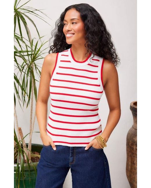 Karen Kane Red Stripe Rib Sweater Tank