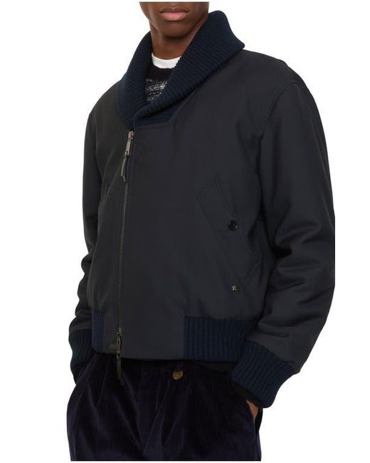 Burberry Blue Wool Blend Bomber Jacket for men