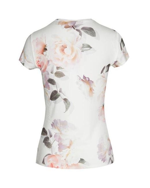 Ted Baker White Chesnot Bouquet Print Fitted T-Shirt