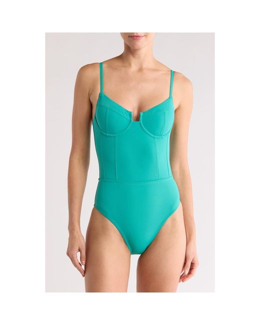 Solid & Striped Green Veronica Underwire One-Piece Swimsuit