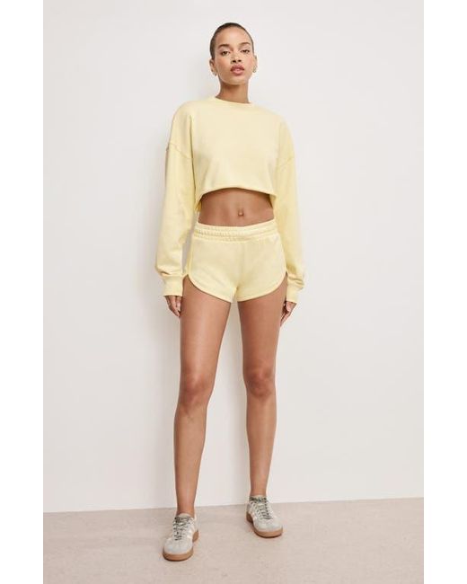 GOOD AMERICAN Natural French Terry Crop Sweatshirt