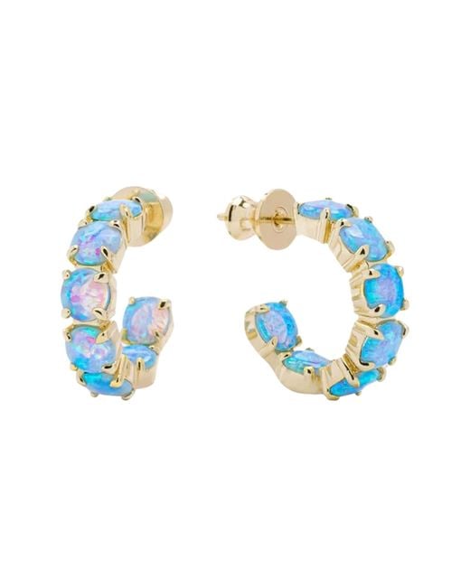 Melinda Maria Blue Oh She Fancy Opal Inside Out huggie Hoop Earrings