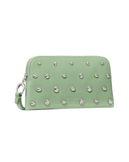 Kate Spade Green Halo Studded Fine Grain Leather Wristlet