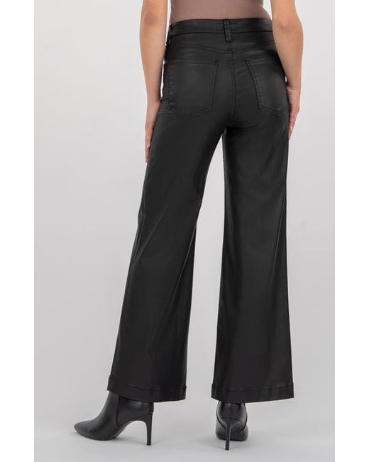 Kut From The Kloth Black Meg Coated Mid Rise Wide Leg Jeans