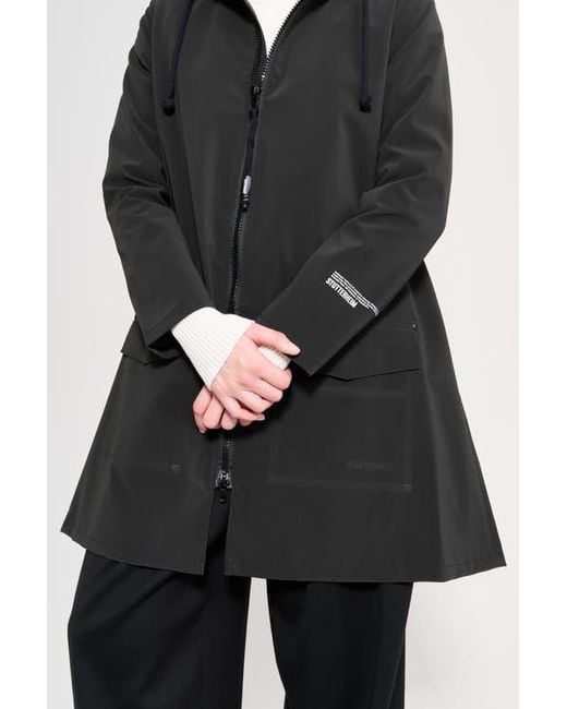 Stutterheim Black Mosebacke Patch Matte Raincoat