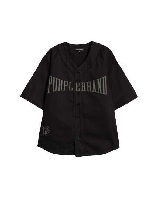 Purple Brand Black Logo Cotton Baseball Shirt