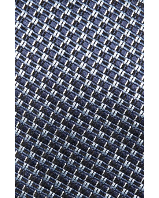Zegna Blue Paglie Geometric Pattern Silk Tie for men