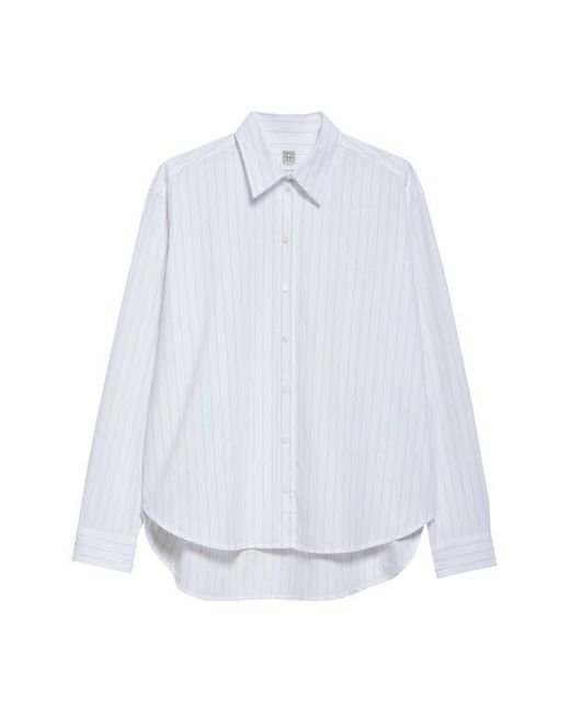 Totême  White Monogram Stripe Organic Cotton Poplin Button-Up Shirt